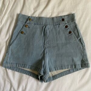Cooperative Blue High Waist Denim Shorts